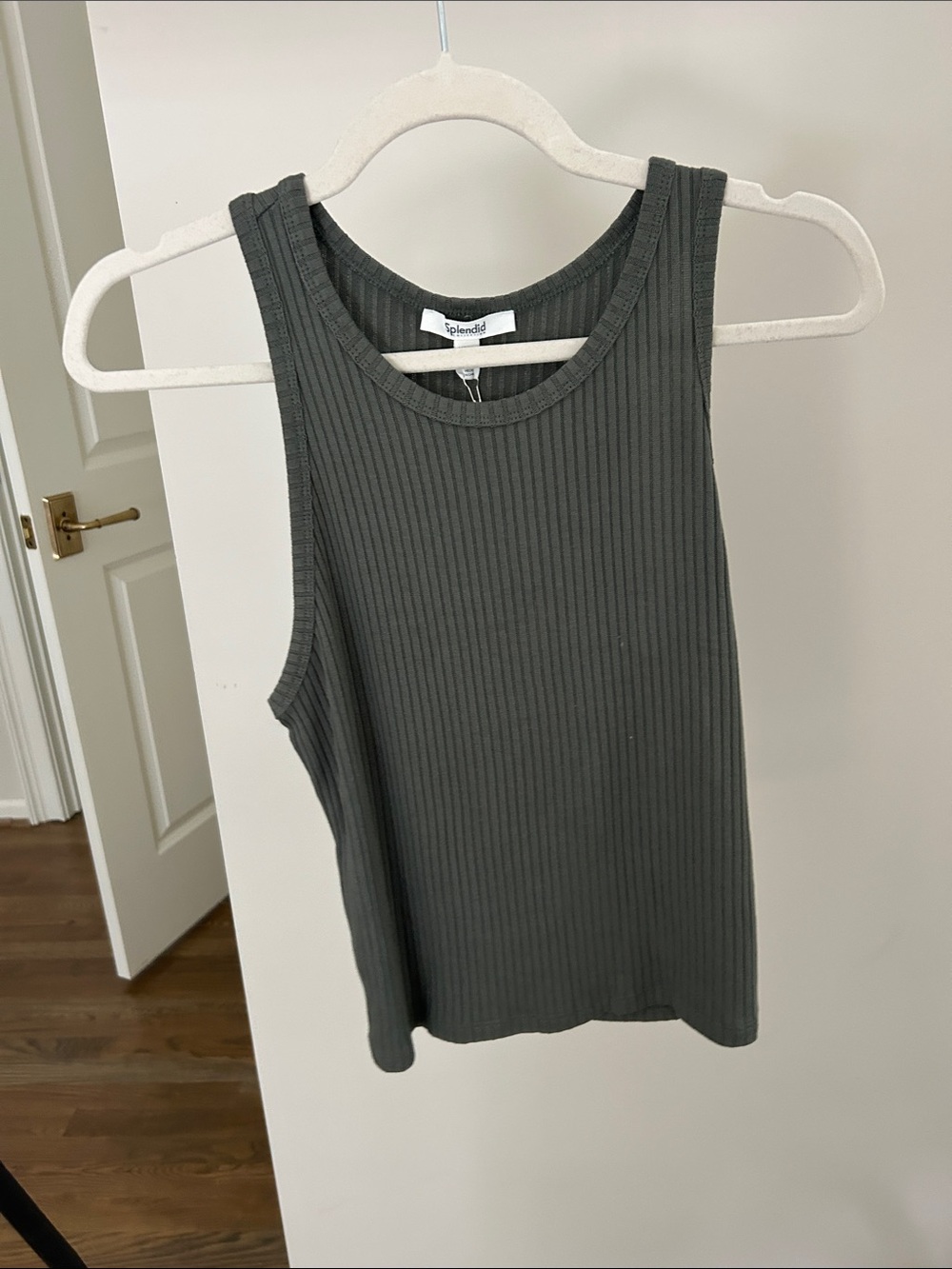 Splendid Ribbed Tank — Olive